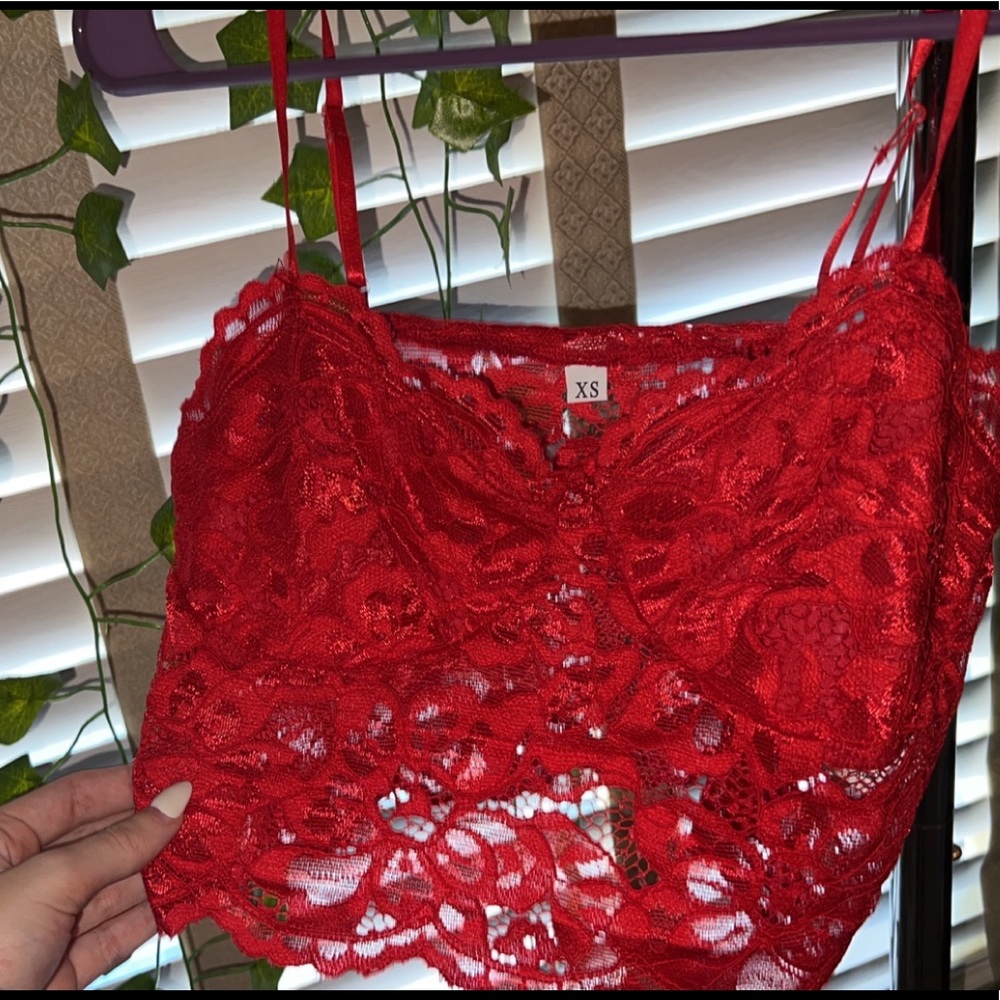 red laced top